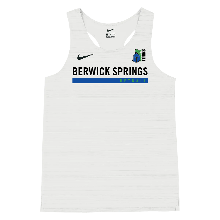 Womens Nike Stock Dry Miler NETBALL Singlet (Berwick Springs Football Netball Club)